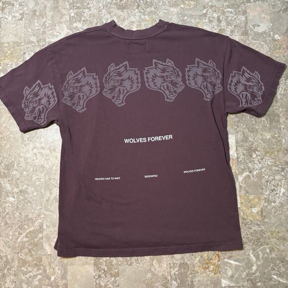 Darc Sport Shirt Mens Medium Plum Heaven Has To Wait Short Sleeve Wolves Gym - Picture 1 of 11